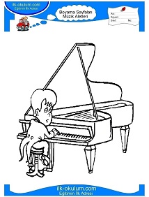 Çocuklar İçin Piano Boyama Sayfaları 